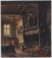 TvB T 182
          <br/>
          Brugge, zaal met schouw in het stadhuis
          <br/>
          <em>Anoniem NL (19de eeuw)</em>
